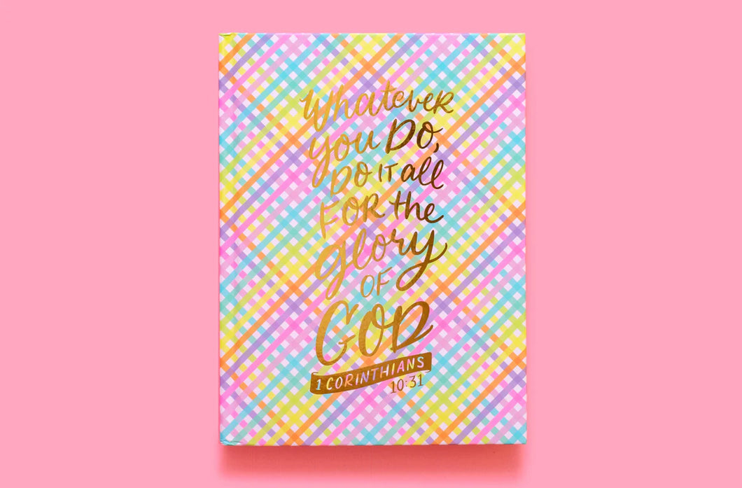 Taylor Elliott Designs: Colorful Gingham Notebook - Bible Verse