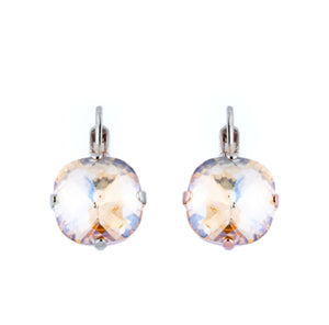 Mariana: Large Cushion Silver Leverback Earrings in "Golden Shadow"