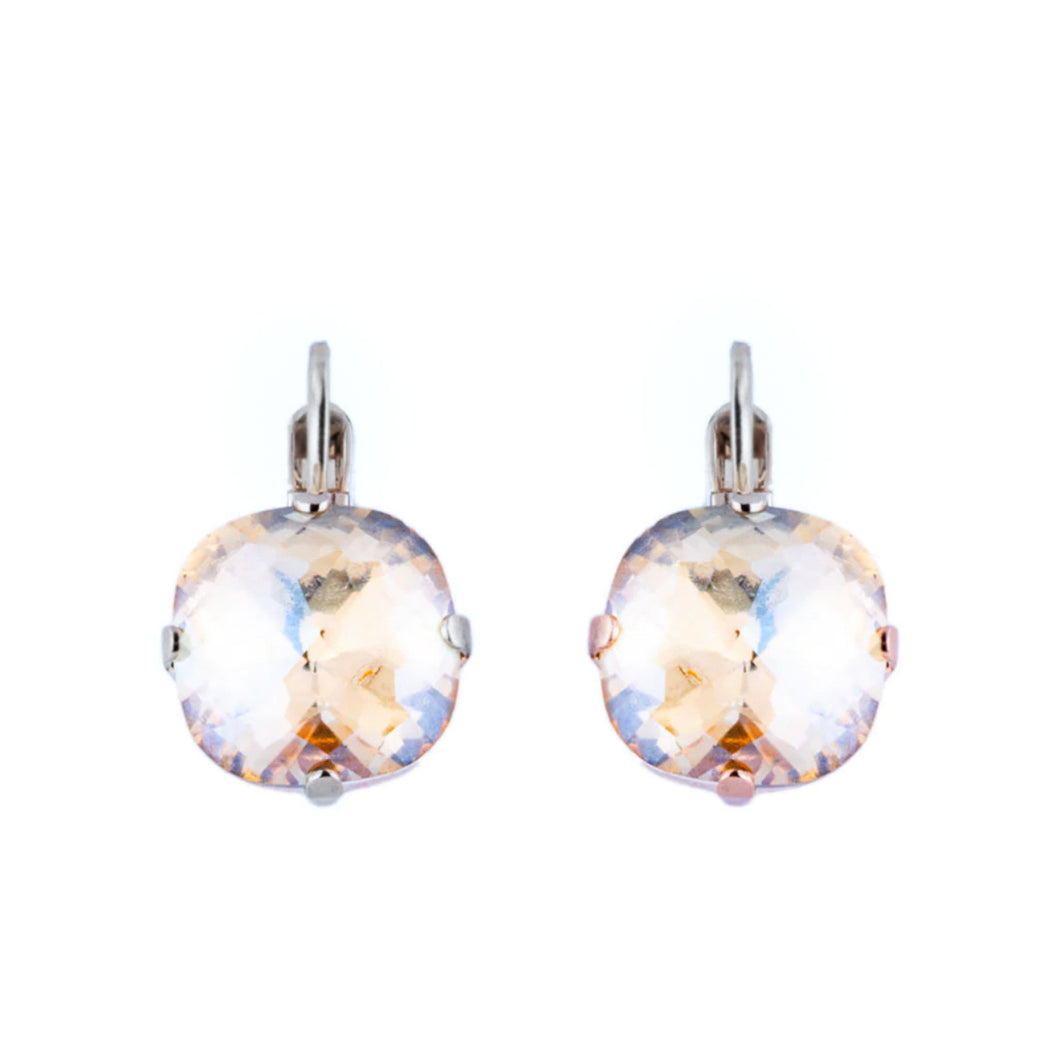 Mariana: Large Cushion Silver Leverback Earrings in 