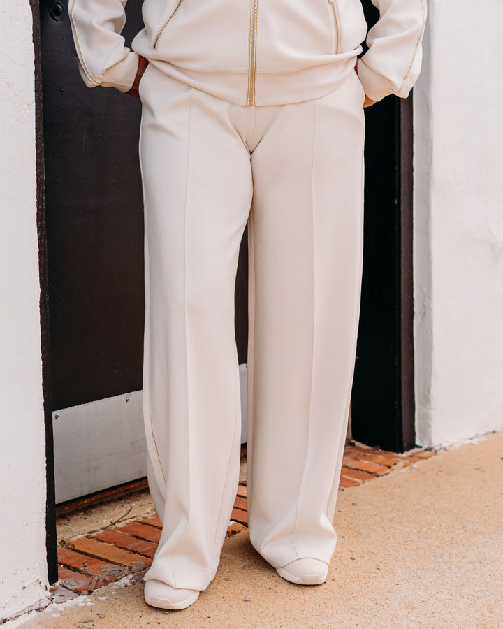 Joseph Ribkoff: Scuba Jersey Wide Leg Pull-On Pants in Birch