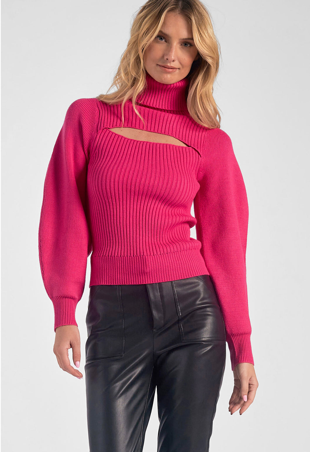 Elan: 8 Sweater Tank Cut Out in Fuchsia