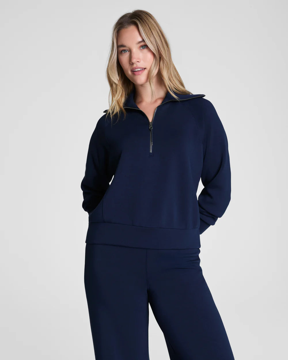Spanx Airessentials: French Rib Half Zip in Timeless Navy (22401R) - The Vogue Boutique