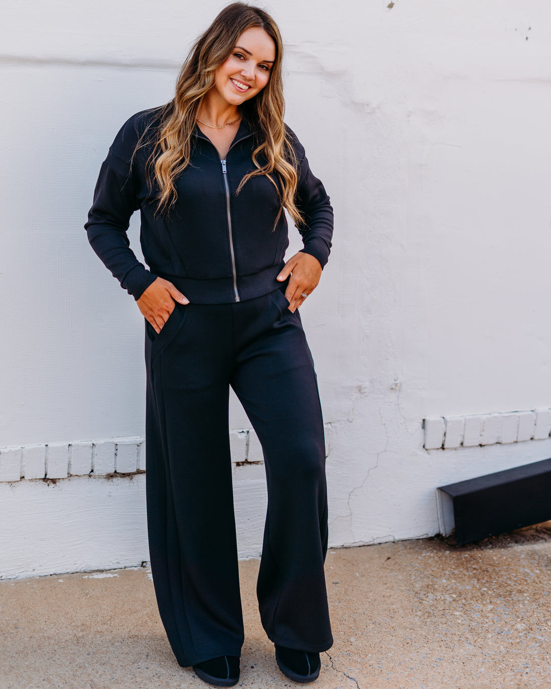 Spanx: Airessentails Wide Leg Track Pant in Very Black 21802R
