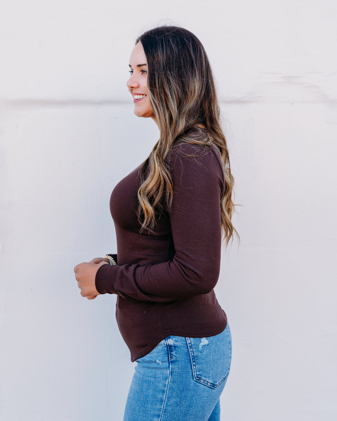 Thread & Supply: Stacy Top in Brown T1390MSTS