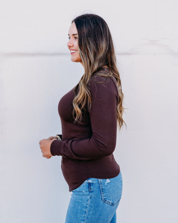 Thread & Supply: Stacy Top in Brown T1390MSTS