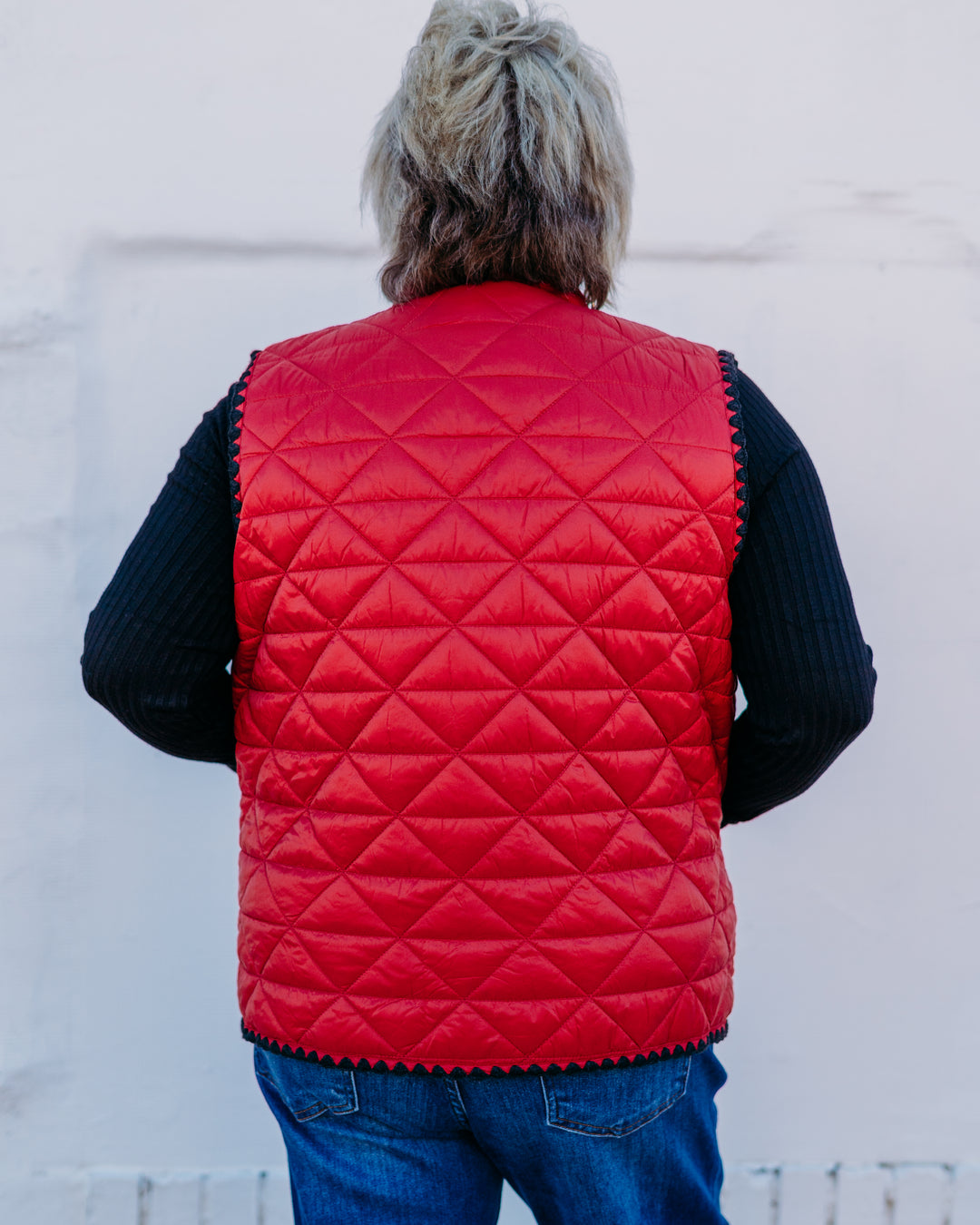 Multiples: Snap Front Quilted and Non-Quilted Woven Vest in Crimson (M45209VM)(Crimson Tide)
