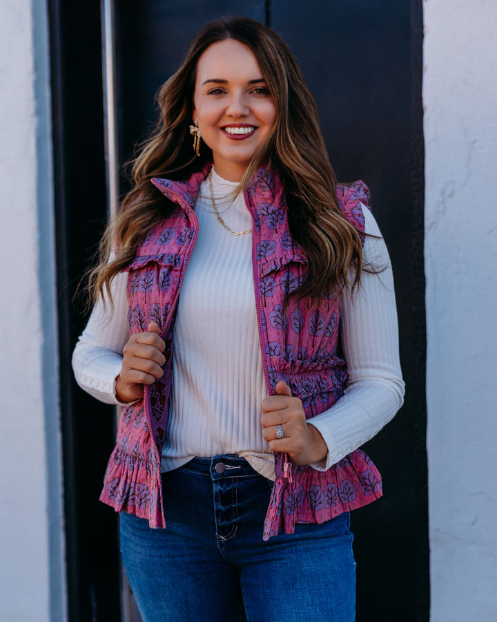 Ivy Jane: Ruffle Printed Vest in Lilac