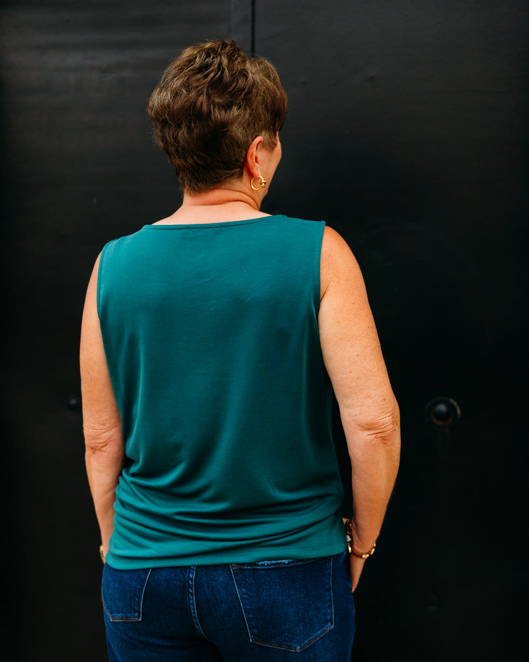Multiples: High Neck Tank Top in Green(M35101TM)