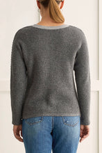 Load image into Gallery viewer, Tribal: Dolman Long Sleeve Sweater with Whip Stitch Grey Mix
