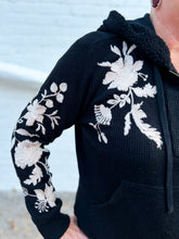 Load image into Gallery viewer, Johnny Was: Junie Metallic Thermal Hoodie in Black
