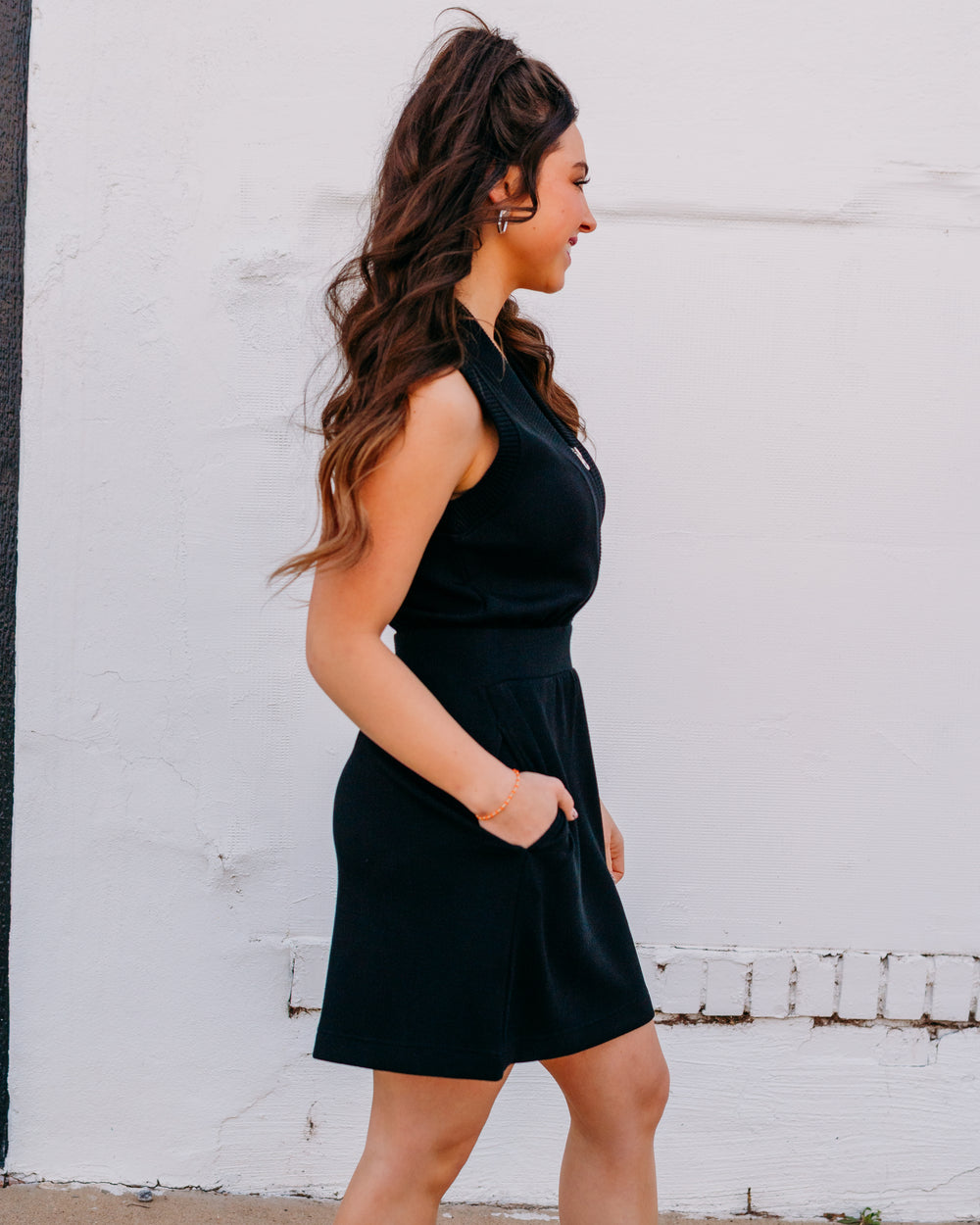 Varley: Polyanna Half Zip Dress in Black (VAR03164) - The Vogue Boutique