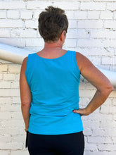 Load image into Gallery viewer, Multiples: Double Scoop Neck Solid Knit Tank Top in Soft Turquoise M14105TM
