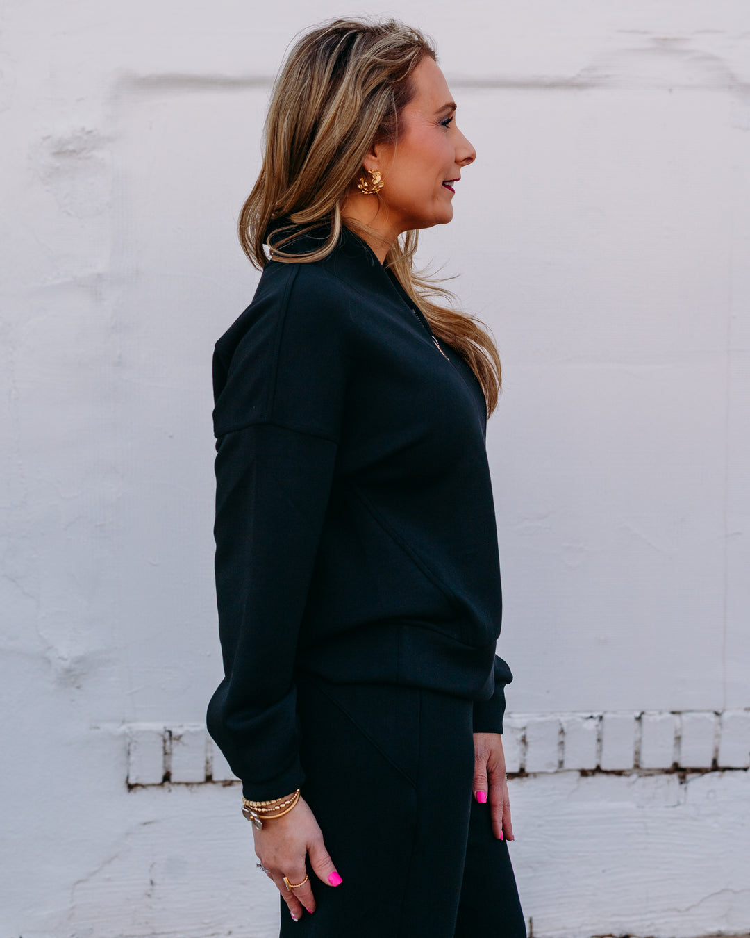 Spanx: Airessentials Shawl Collar Half Zip in Very Black (22463R) - The Vogue Boutique