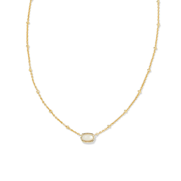 Kendra Scott: Mini Elisa Satellite Short Pendant Necklace in Gold Ivory Mother Of Pearl