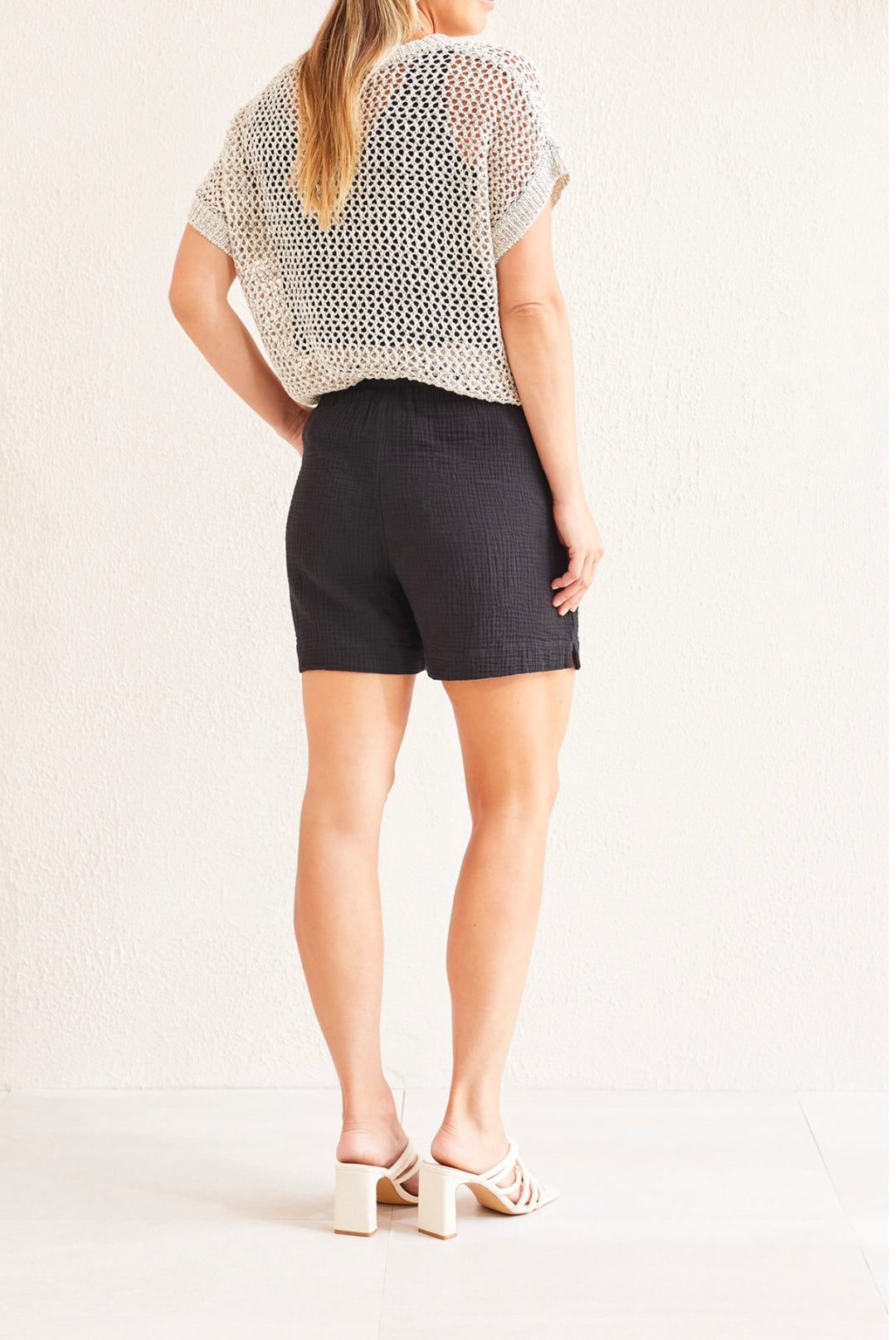 Tribal: Short with Elastic Waist Band in Black 5347O - 4555