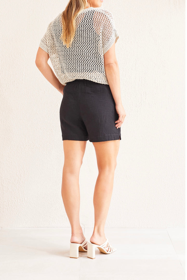 Tribal: Short with Elastic Waist Band in Black 5347O - 4555