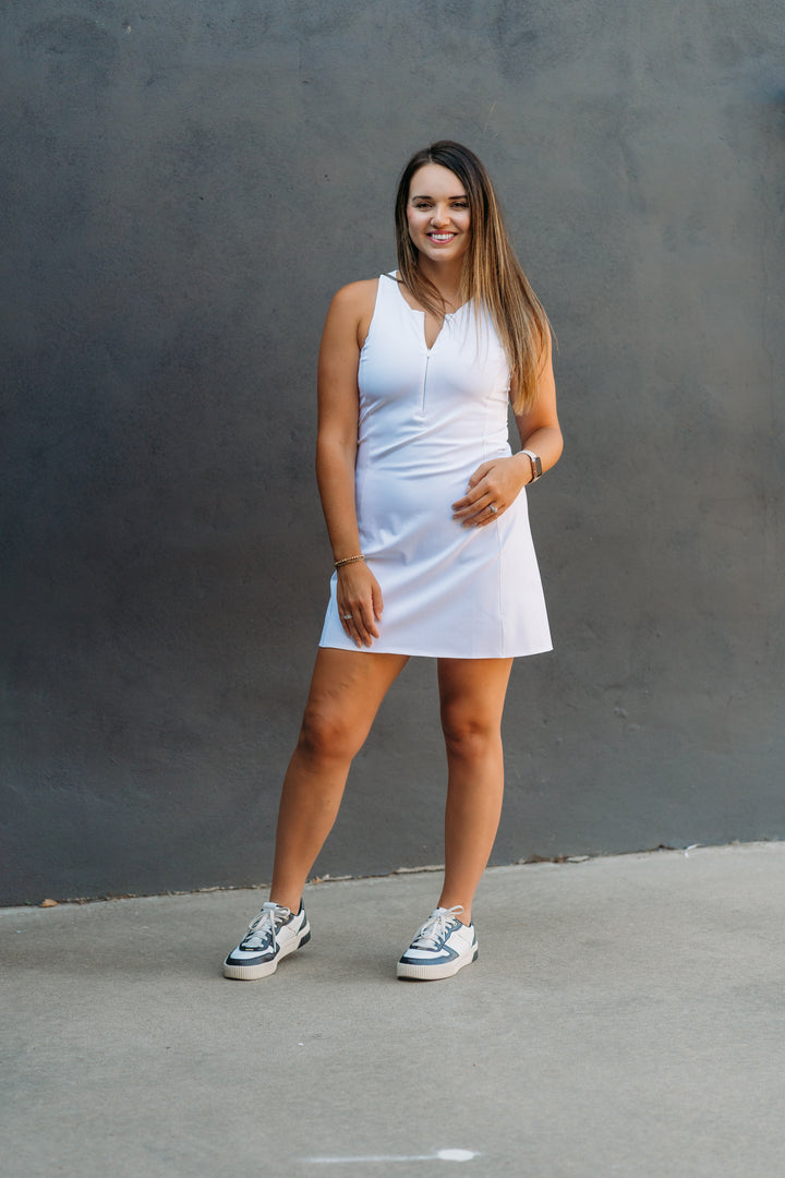 Spanx: Zip Front Racerback Dress Vivid White