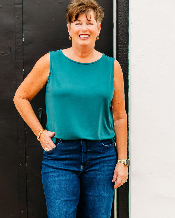Multiples: High Neck Tank Top in Green(M35101TM)