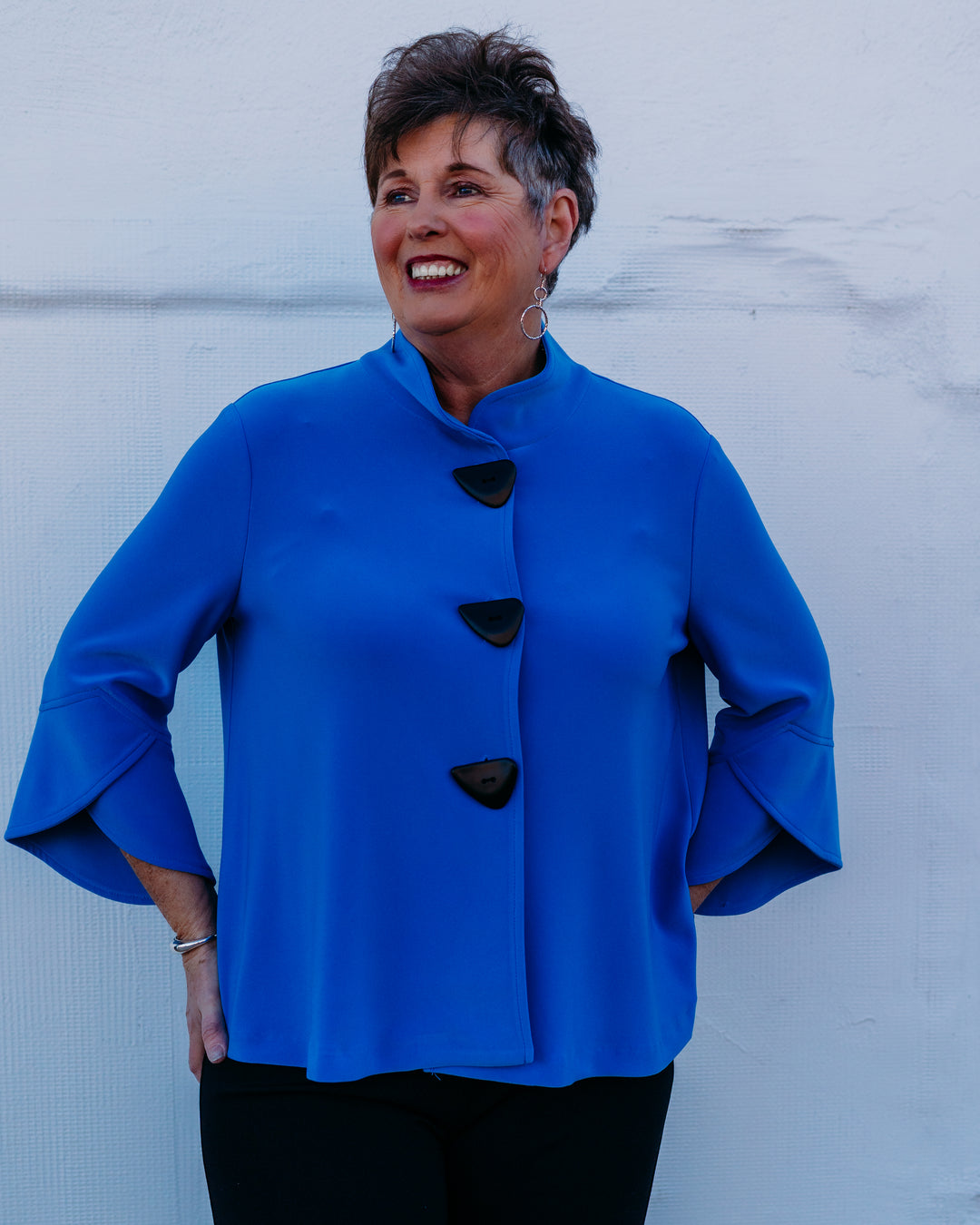 Joseph Ribkoff: Classic Trapeze Jacket in Light Blue - The Vogue Boutique
