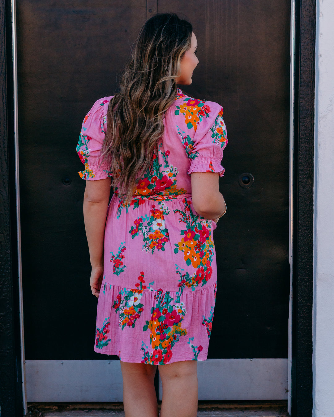 Uncle Frank: Floral Gauze Dress in Pink Floral Shawter (74636)
