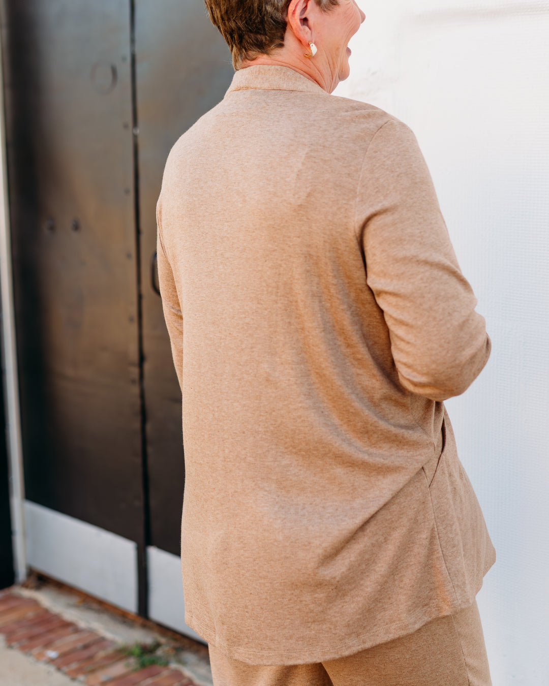 A La Carté: Open Front Cardigan in Camel L35104JM