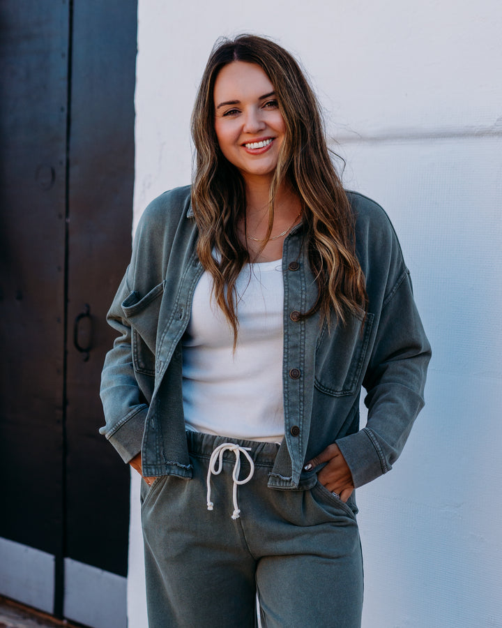 Z Supply: All Day Cropped Knit Jacket in Hunter Green