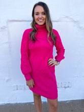 Load image into Gallery viewer, Esqualo: Rib &amp; Pattern Dress in Fushia
