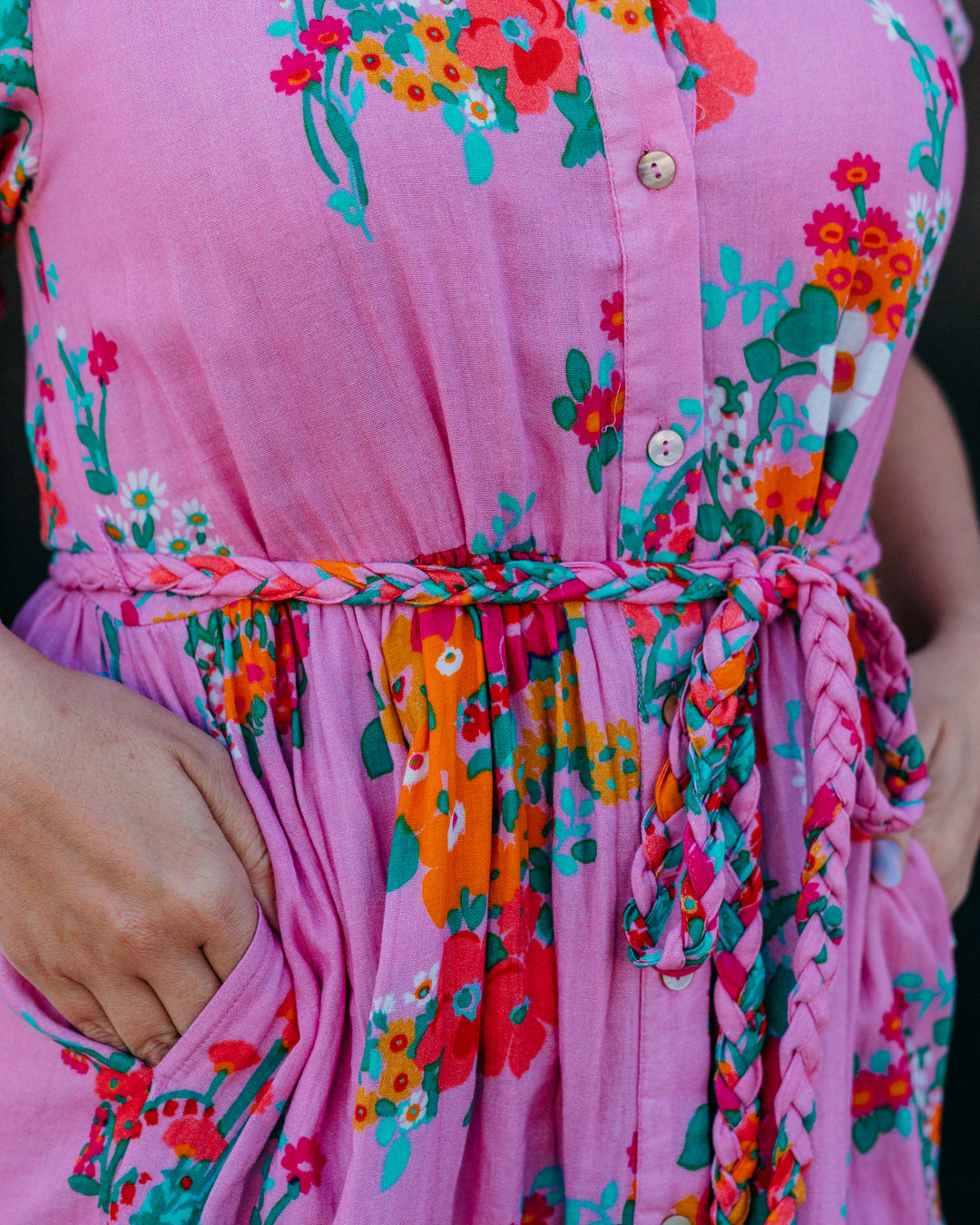 Uncle Frank: Floral Gauze Dress in Pink Floral Shawter (74636)