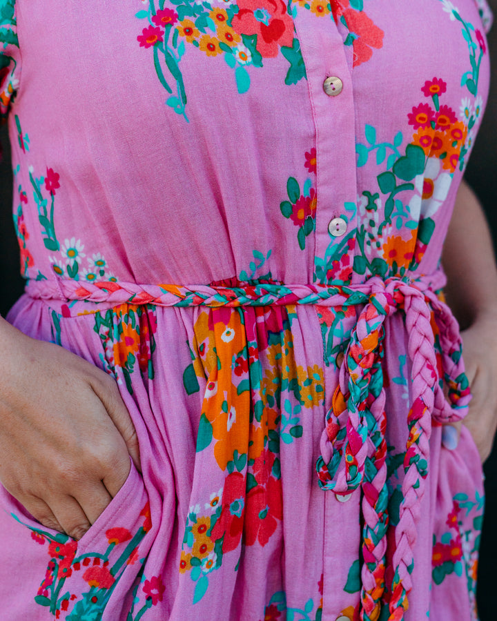 Uncle Frank: Floral Gauze Dress in Pink Floral Shawter (74636)