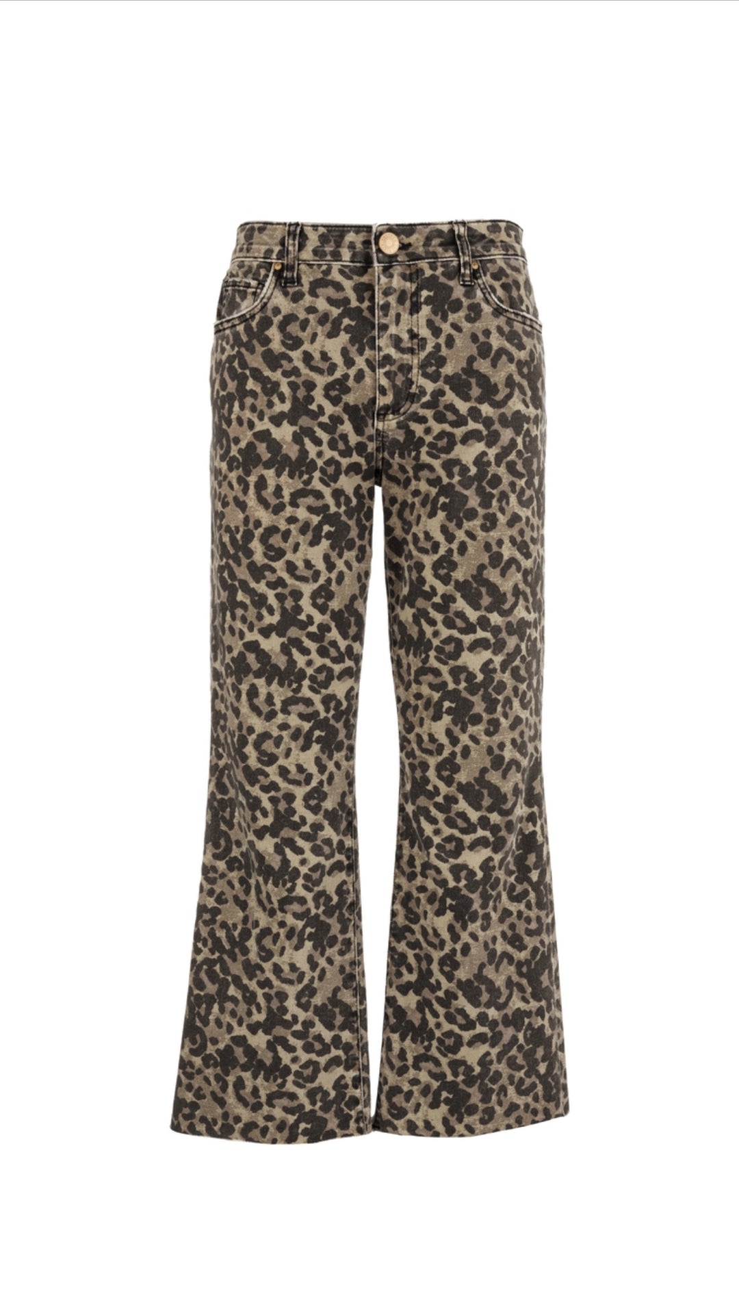 Kut: Kelsey High Rise Ankle Flare in Tan/Brown Leopard