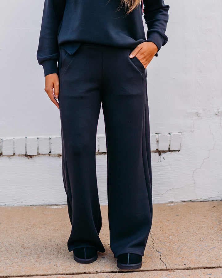 Spanx: Airessentails Wide Leg Track Pant in Very Black 21802R