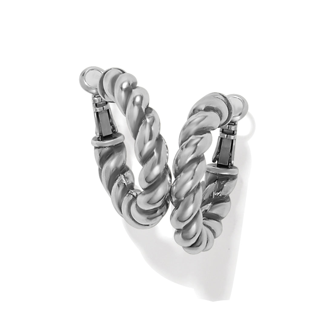Brighton: Interlok Twist Medium Leverback Hoop Earrings