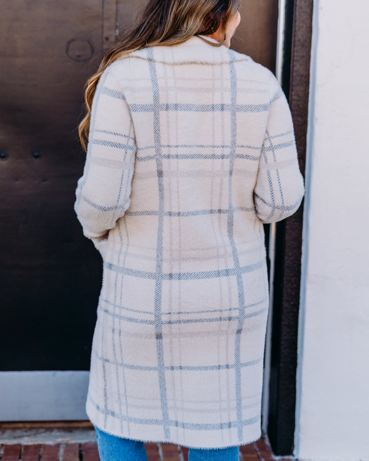 Charlie B: Plaid Knit Jacket in Ivory