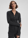 Varley: Marja Zip Through Midlayer in Black Marl (VAR02449)