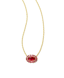 Kendra Scott: Elisa Crystal Frame Pendant Necklace in Gold Raspberry Illusion