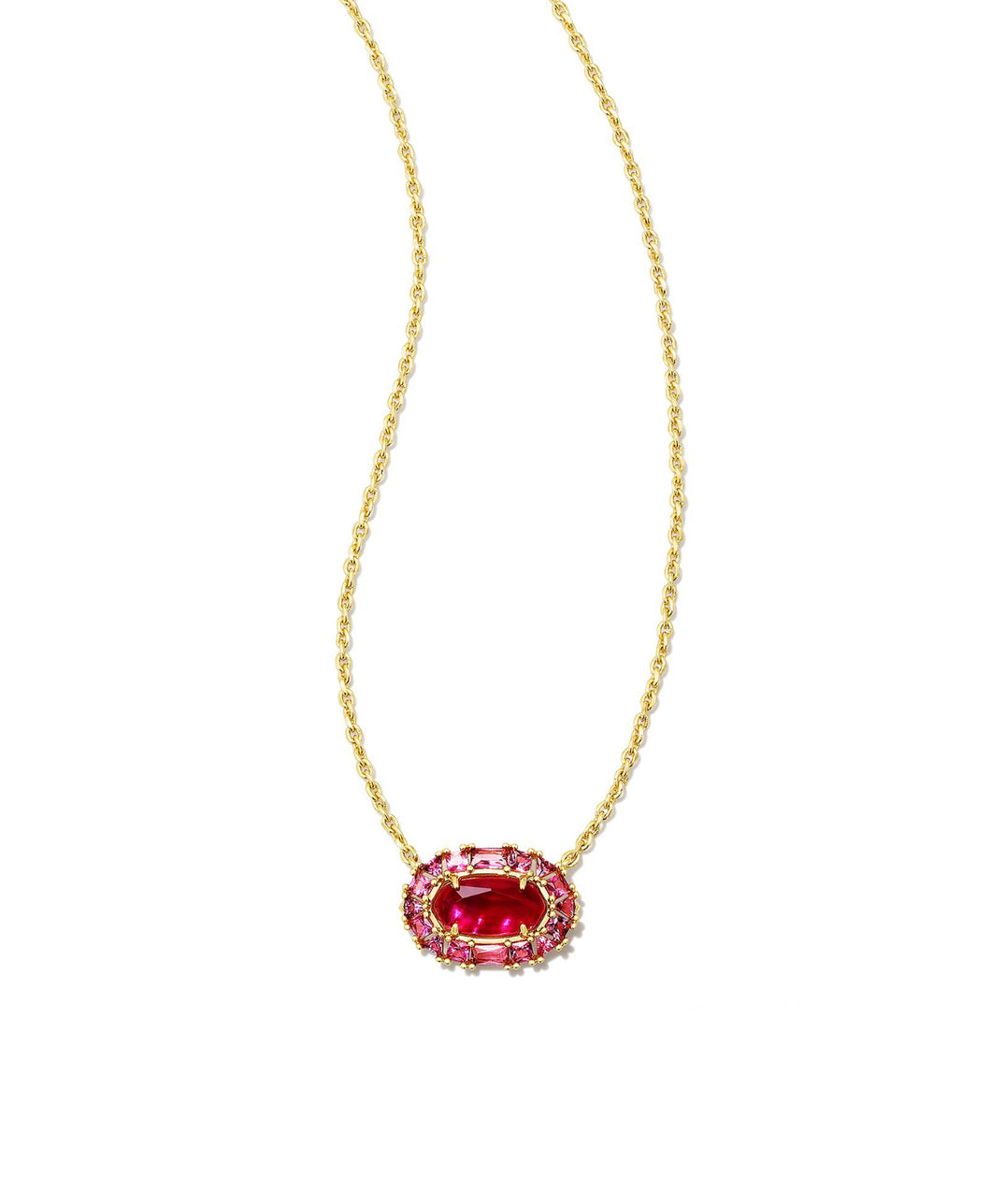 Kendra Scott: Elisa Crystal Frame Pendant Necklace in Gold Raspberry Illusion