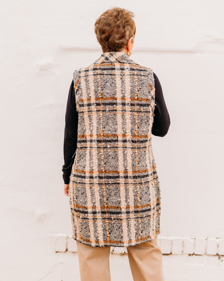 Tribal: Wide Notch Collar Vest in Sandstone