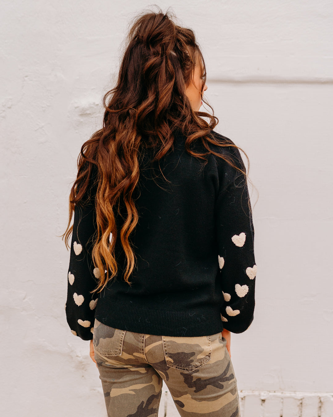 Charlie B: Mock Neck Sweater With Embroidery in Black