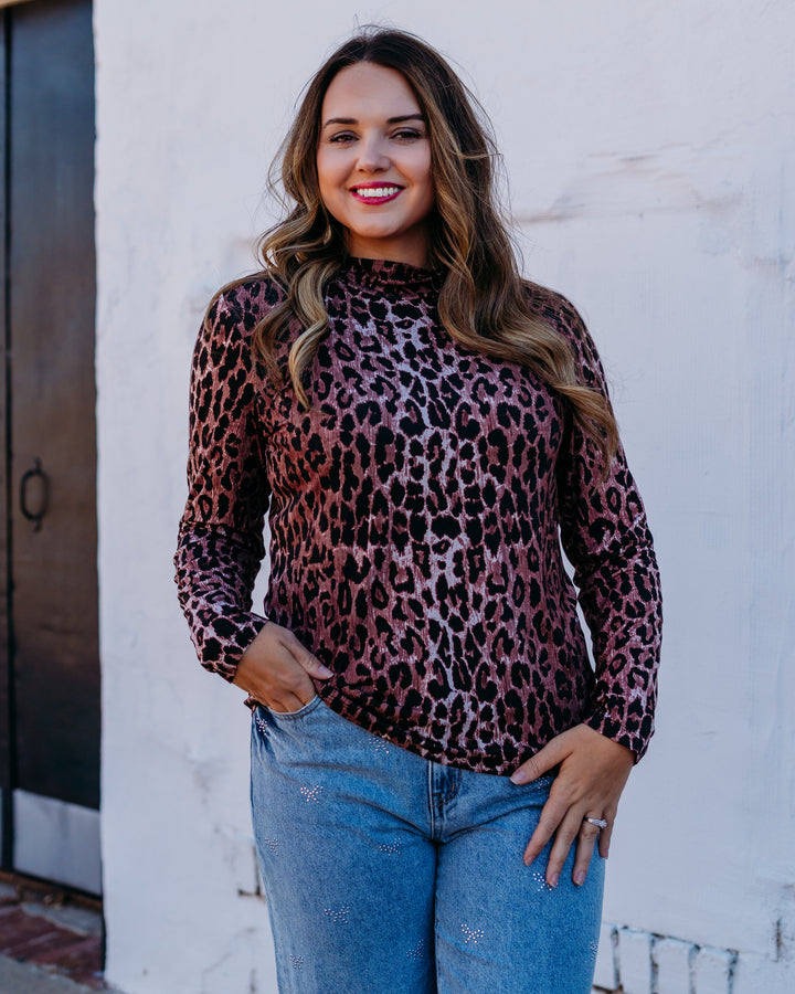 Johnny Was: The Janie Favorite Long Sleeve Fitted Mock Neck in Leopard
