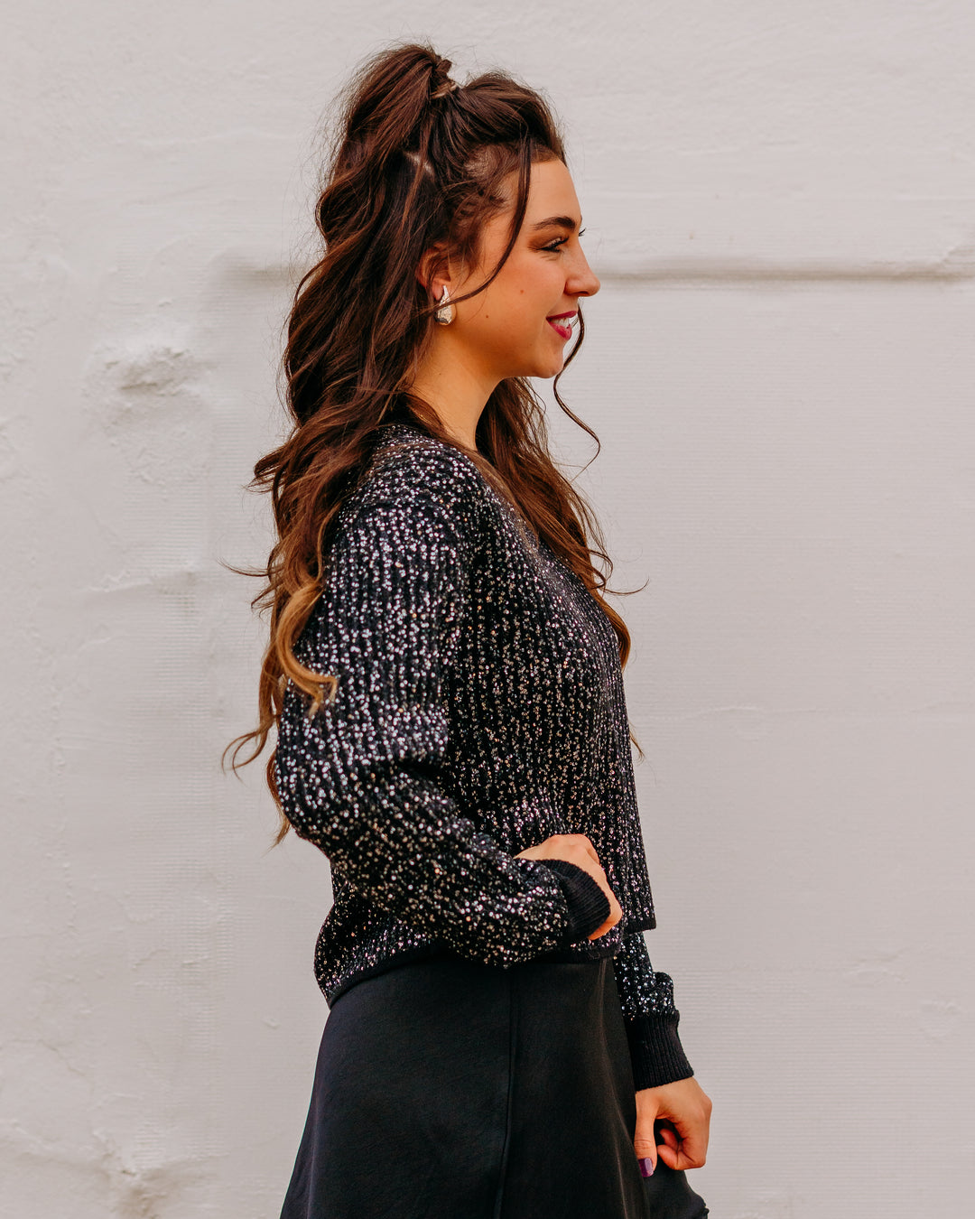 Z Supply: Gleam Sequin Sweater in Black