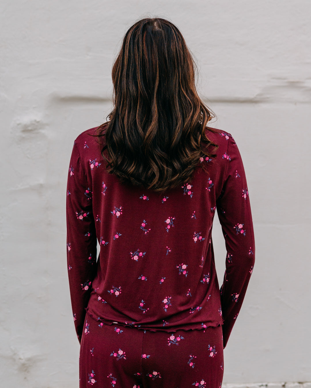 Z Supply: Bella Ditsy Long Sleeve Top in Merlot