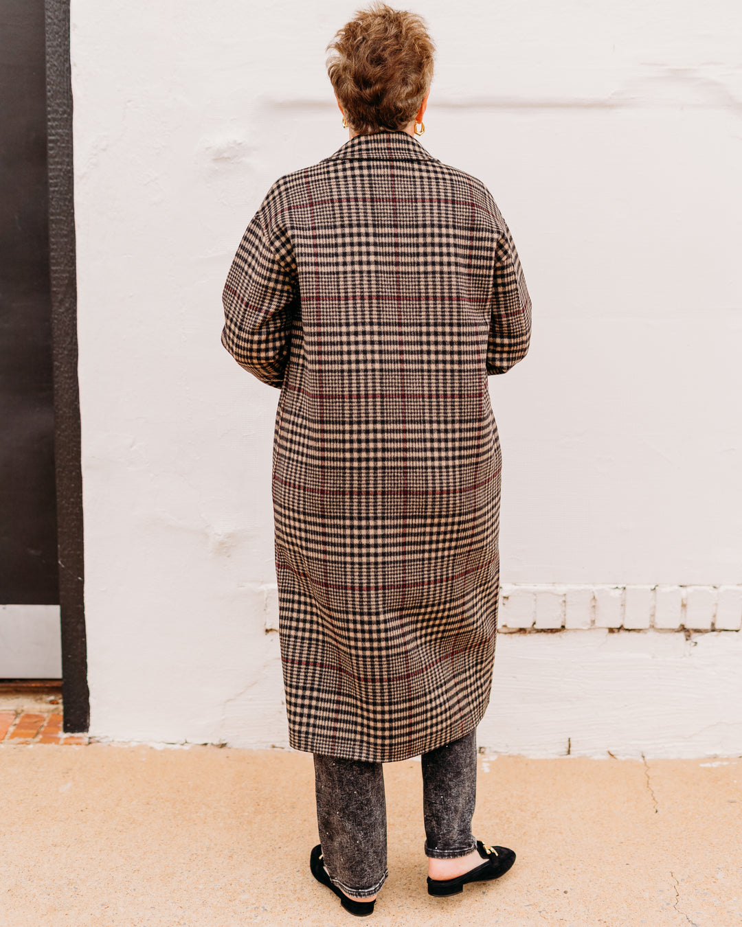 Joseph Ribkoff: Wool Blend Plaid Double-Faced Coat in Camel (253946)