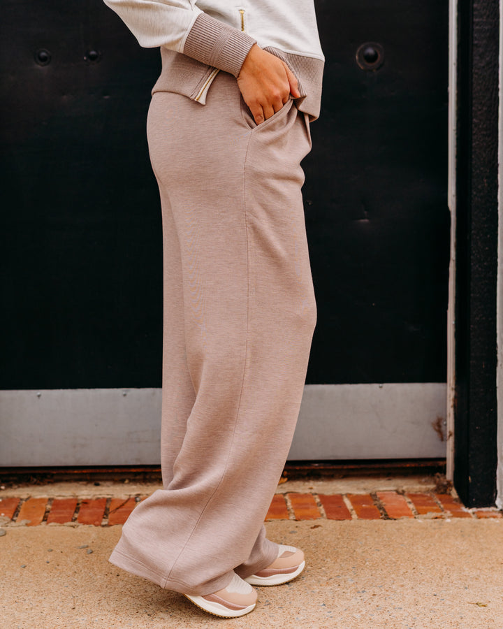 Varley: The Extra Wide Leg Pant 32' in Taupe Marl