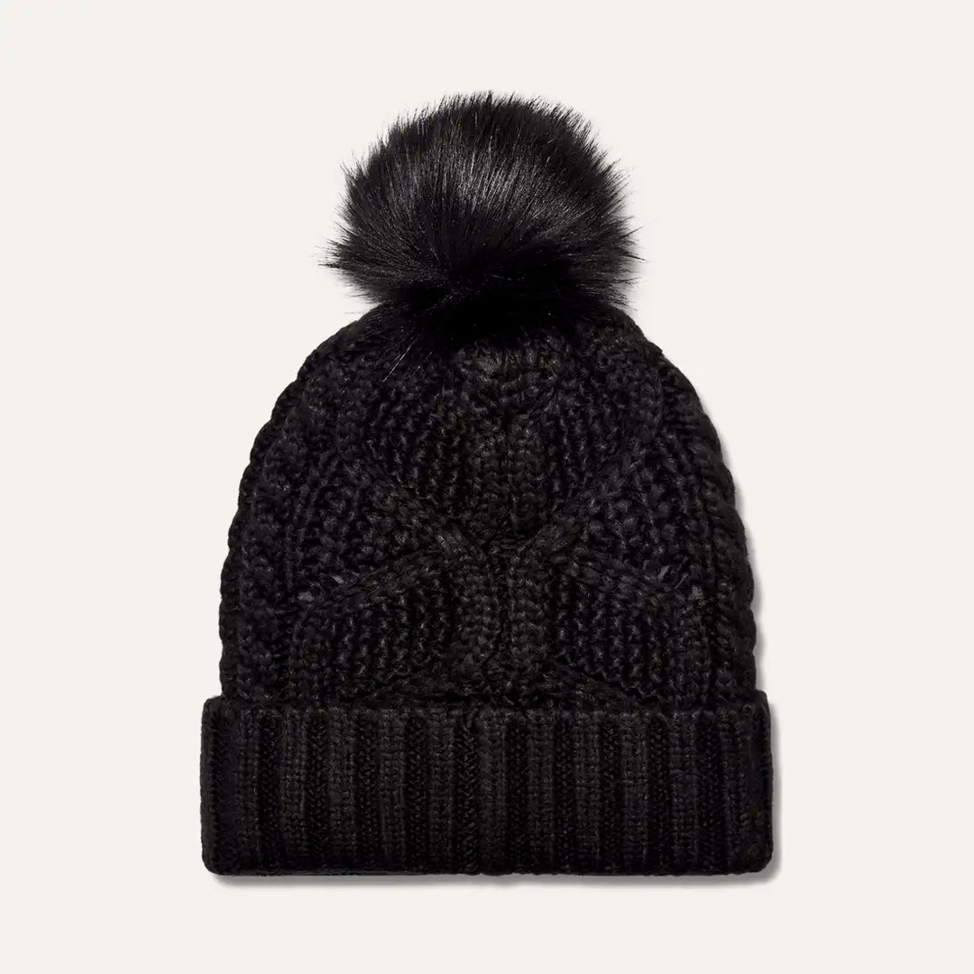 Ugg: W Cable Beanie with Pom in Black