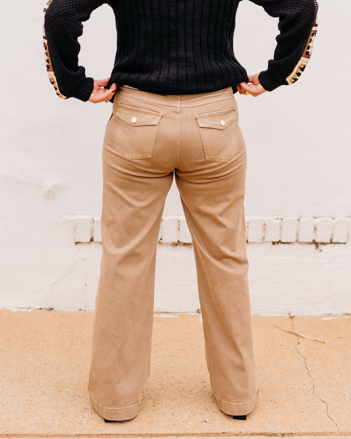 Joseph Ribkoff: Classic Wide Leg Pull-On Jeans in Fawn (254919)