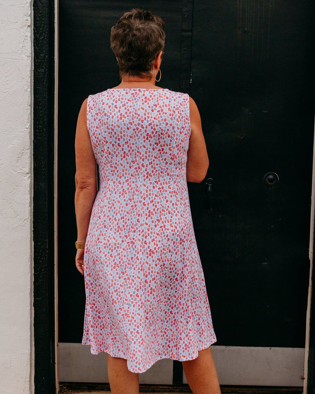 Multiples: Multi-Panel Scoop Neck Tank Dress in Dot multi (M26104DM)