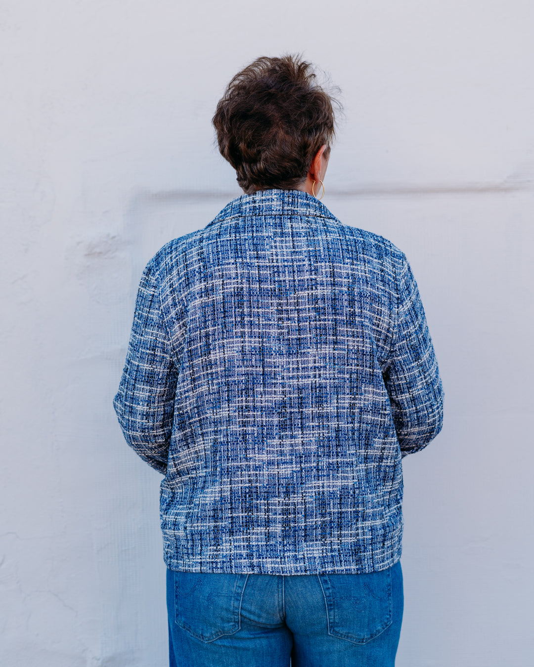 Liverpool: Button Front Boxy Shacket in Blue Multi