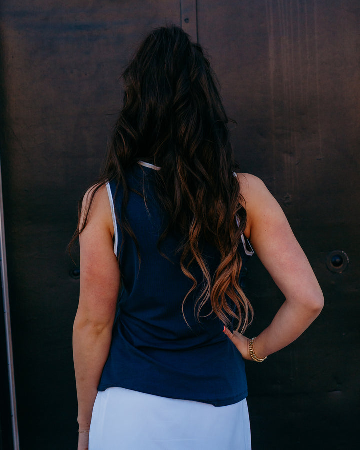 Varley: Inga Performance Tank in Blue Nights (VAR02878) - The Vogue Boutique