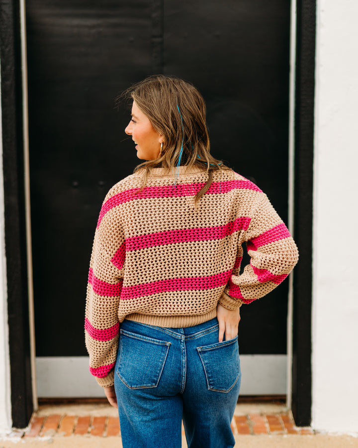 Z Supply: Broadbeached Striped Sweater in Biscuit
