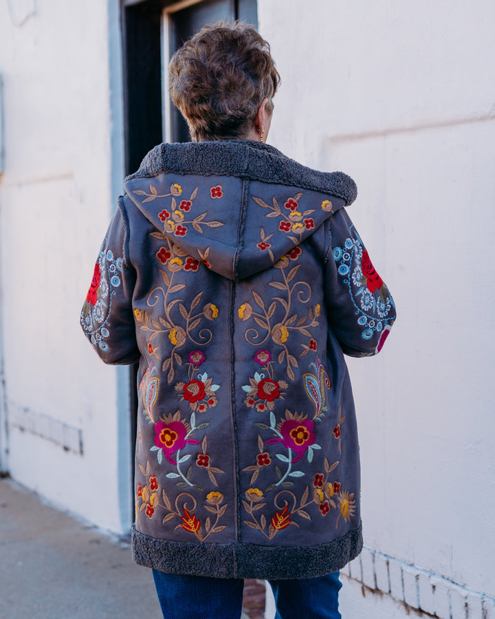 Johnny Was: Saturna Faux Suede Coat in Charcoal